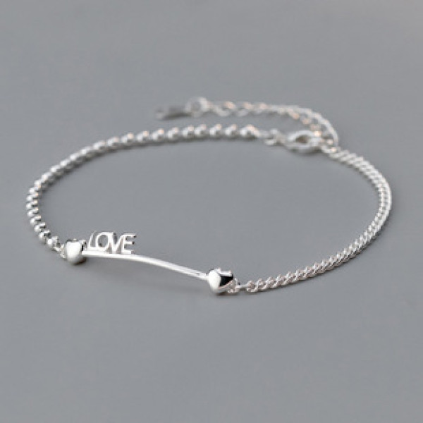 A41312 s925 sterling silver initial bead charm sweet bracelet