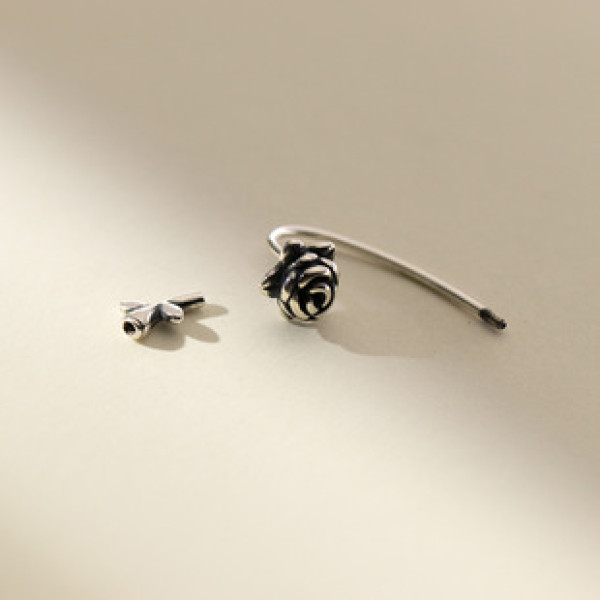 A41348 s925 sterling silver stud thai vintage rose unique simple earrings