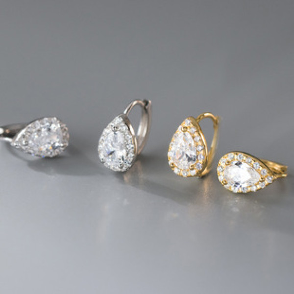 A41880 s925 sterling silver design rhinestone teardrop fashion dainty cute earrings