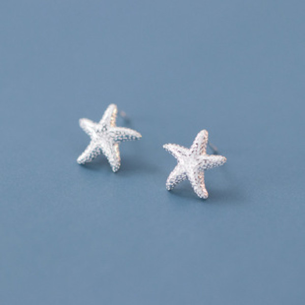 A41846 s925 sterling silver simple fashion starfish stud design earrings