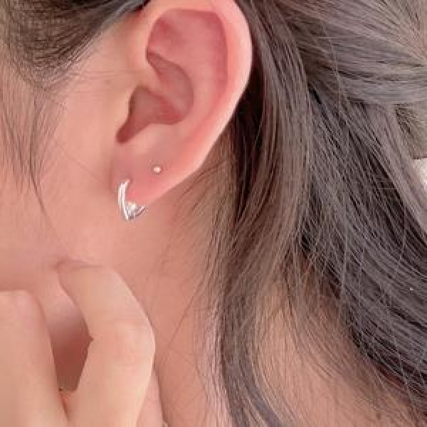 A45399 sterling silver pearl stud simple elegant earrings