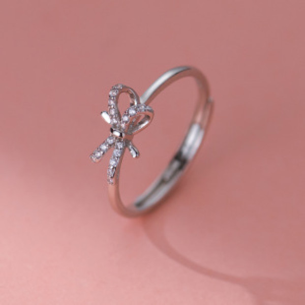 A41041 s925 sterling silver rhinestone butterfly sweet ring