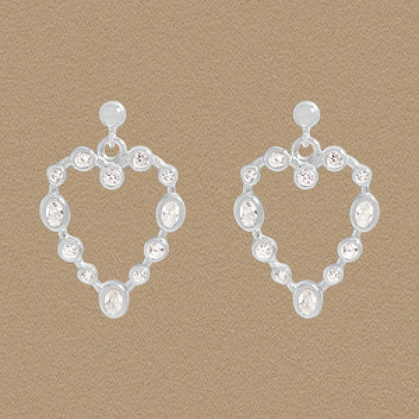 A45911 cubic zirconia heart pendant stud sterling silver s925 heartshape earrings