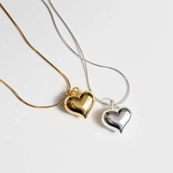 A43447 s925 sterling silver simple heart heartshape pendant necklace