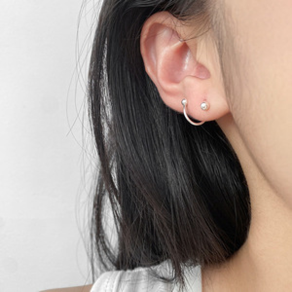 A45798 silver simple weave stud earrings