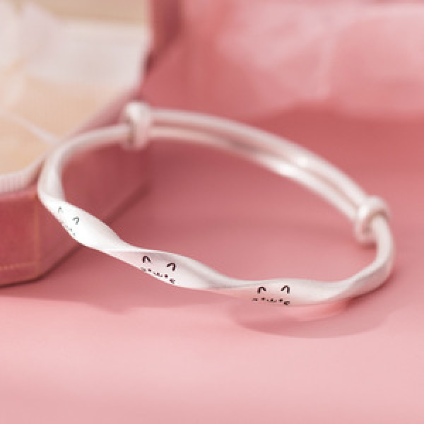 A45729 silver trendy sweet dainty weave bangle bracelet