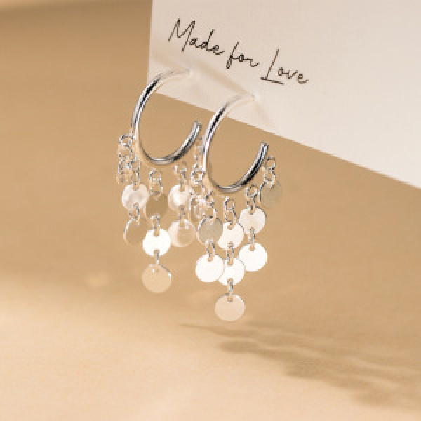 A44625 s925 sterling silver trendy sweet plate fringe stud earrings