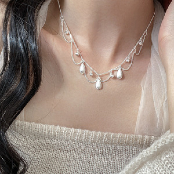 A45972 silver trendy sweet teardrop necklace