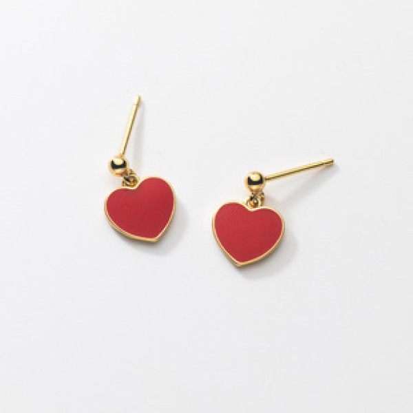 A35541 s925 sterling silver small trendy heart dangle earrings