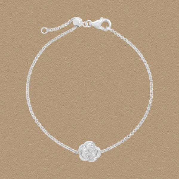 A46215 rose charm s925 sterling silver flower adjustable bracelet