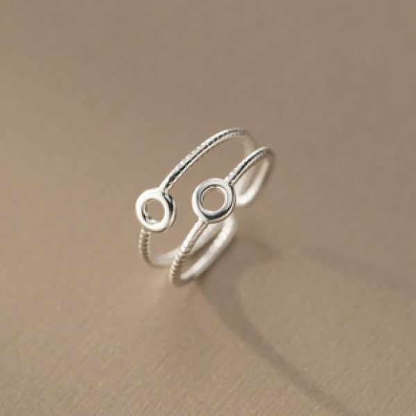 A42951 s925 sterling silver hollowed double layer circle design ring