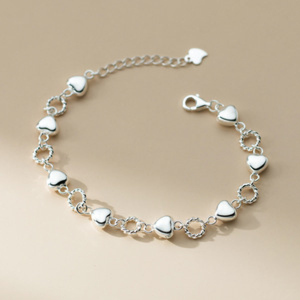 A45647 silver trendy sweet dainty heart twist charm bracelet