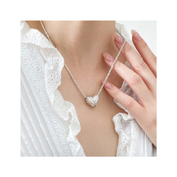 A45745 s925 silver trendy sweet starts heart necklace