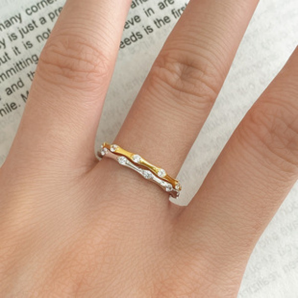 A43339 s925 sterling silver rhinestone geometric fashion ring
