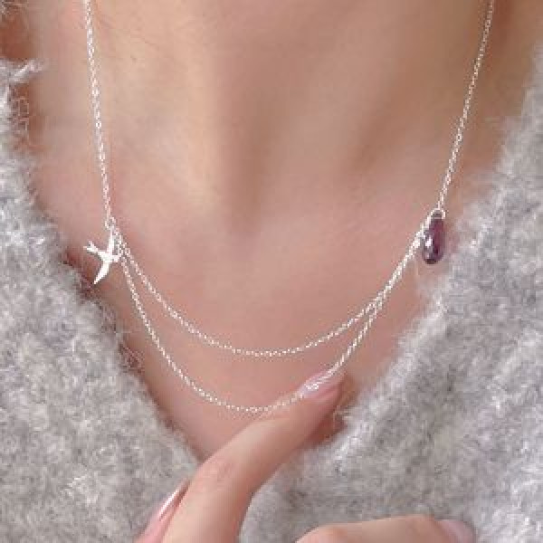 A44338 sterling silver simple necklace