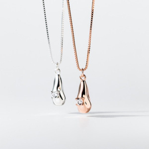 A39336 s925 sterling silver rhinestone teardrop elegant design necklace