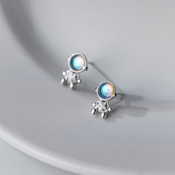 A38129 s925 sterling silver rhinestone stars stud grade elegant earrings