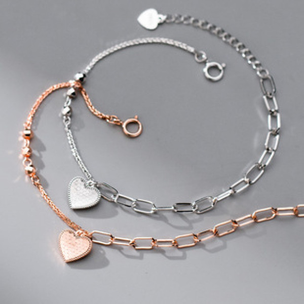 A42077 s925 sterling silver heart charm design bracelet