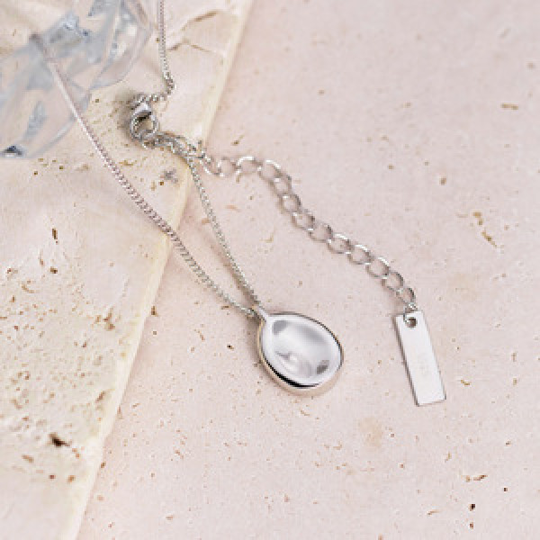 A44264 s925 silver elegant geometric oval circle simple necklace