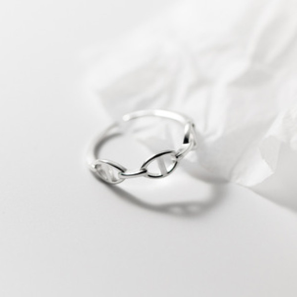 A40423 s925 silver chain bar hollowed simple ring