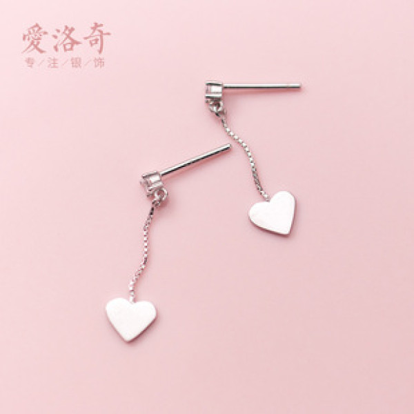 A42482 s925 silver fashion heart short dangle earrings elegant unique rhinestone earrings
