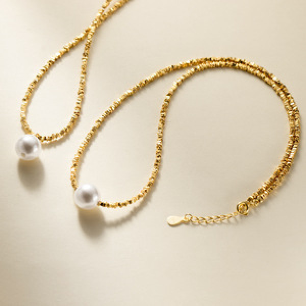 A45202 s925 silver trendy sweet elegant gold necklace
