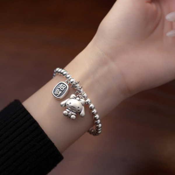 A37469 s925 silver rabbit charm thai vintage elegant bracelet