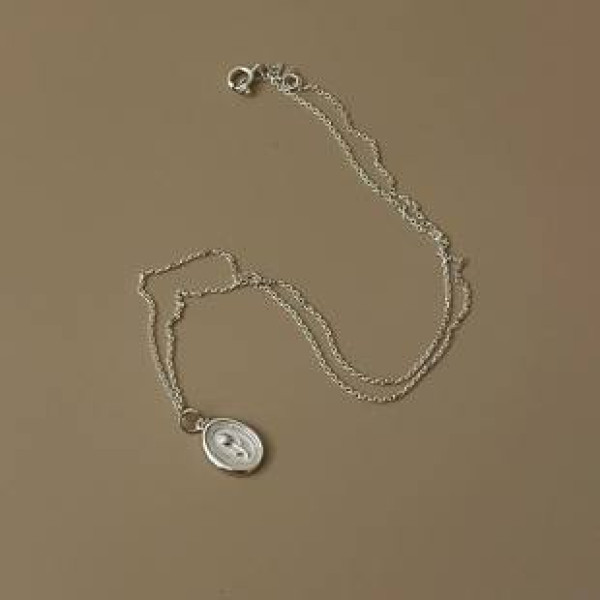 A39991 sterling silver flower simple necklace