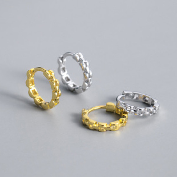 A41252 s925 silver hollowed geometric gold metal earrings