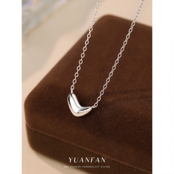 A43626 minimalist heart s925 sterling silver gold metal necklace