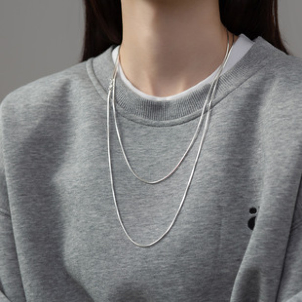 A38211 s925 sterling silver double doublelayer layered design elegant necklace