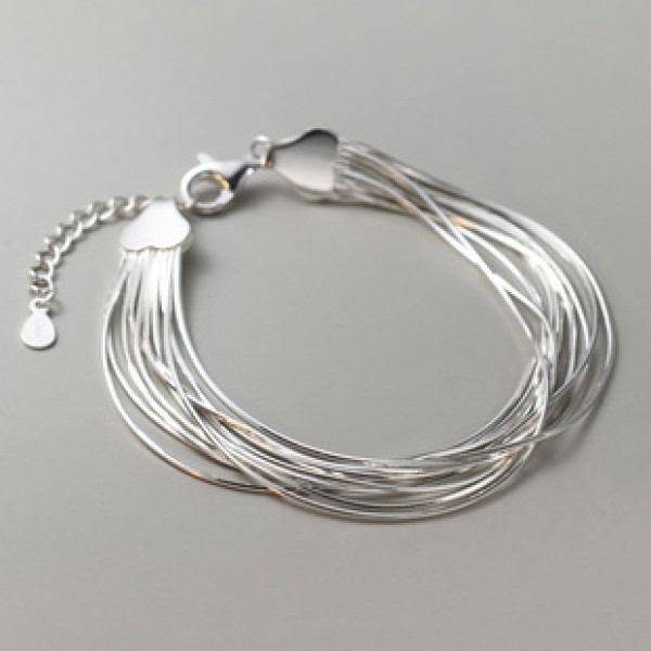 A40217 s925 sterling silver multilayer layered charm trendy design elegant bracelet