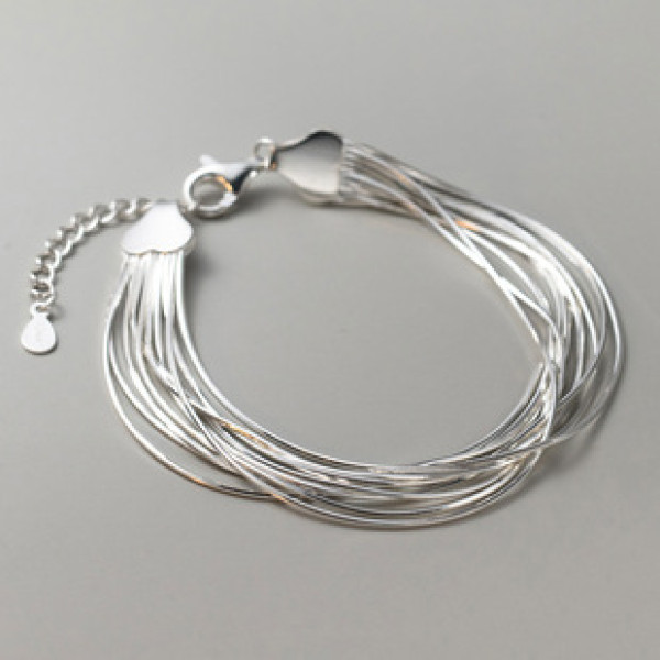A40217 s925 sterling silver multilayer layered charm trendy design elegant bracelet