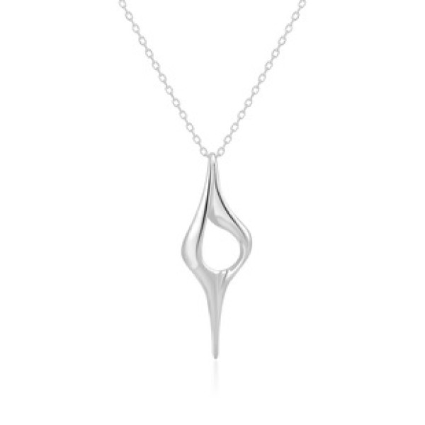 A43344 teardrop hollowed s925 sterling silver unique elegant necklace
