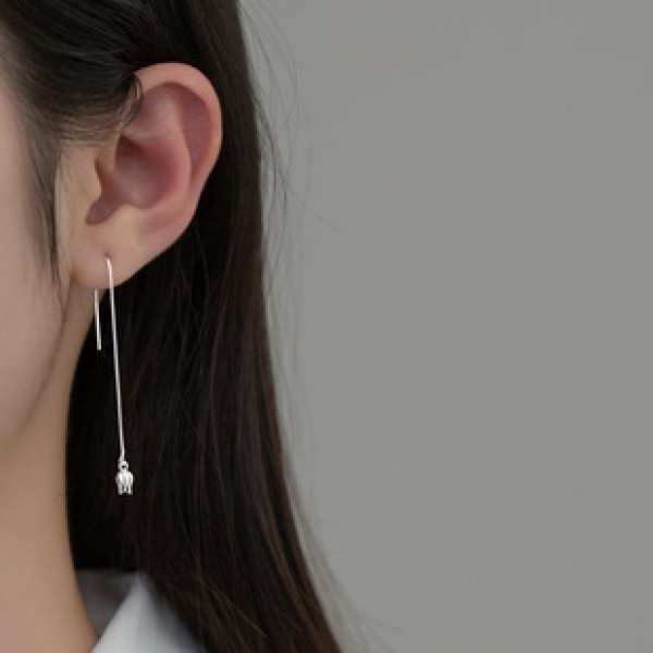 A38162 s925 sterling silver cute gold string sweet earrings