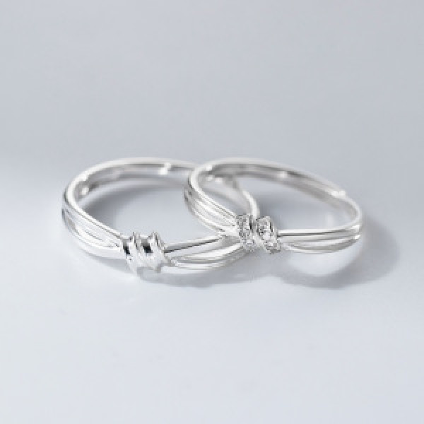 A46440 s925 sterling silver simple rhinestone double layered rope ring