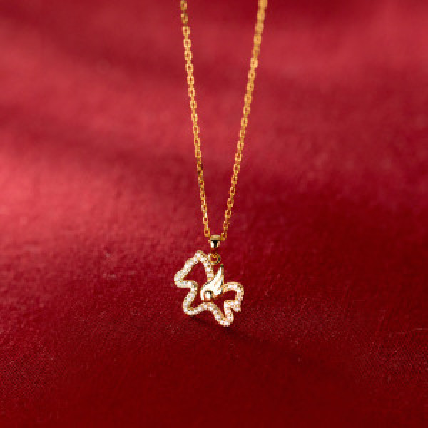 A44670 s925 silver cute rhinestone trendy necklace