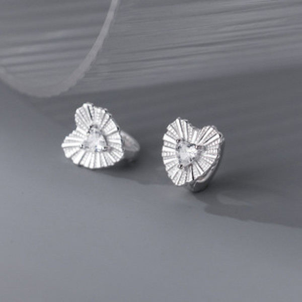 A38289 s925 sterling silver heart rhinestone trendy design elegant earrings