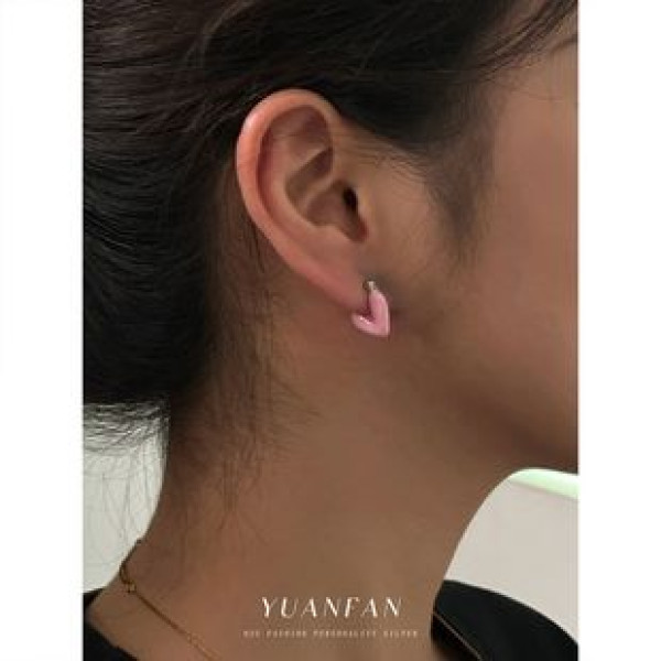 A43080 s925 sterling silver colorful heart grade glazed heartshape earrings