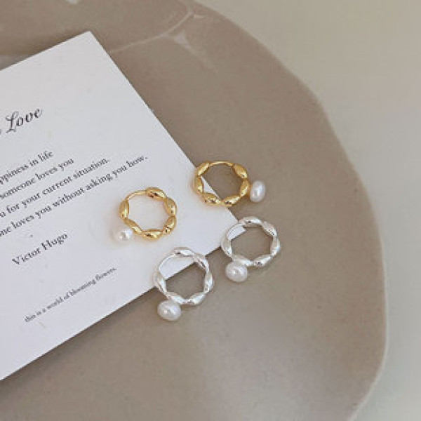 A41281 sterling silver pearl earrings simple elegant stud earrings