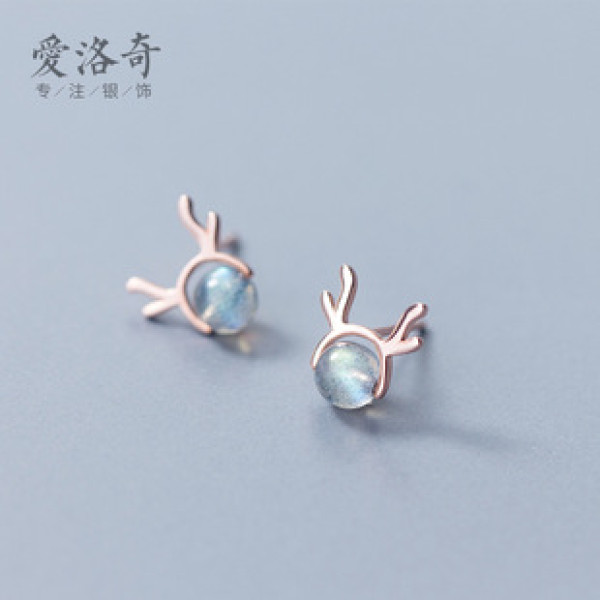 A40570 s925 sterling silver christmas deer stud trendy earrings