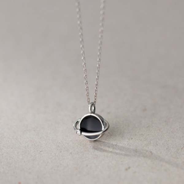 A38005 s925 sterling silver black rhinestone ball grade necklace