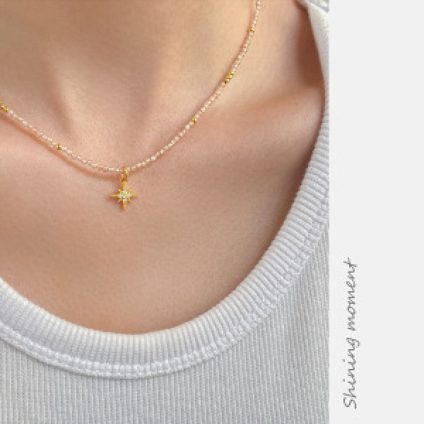 A43867 s925 sterling silver trendy sweet rhinestone necklace