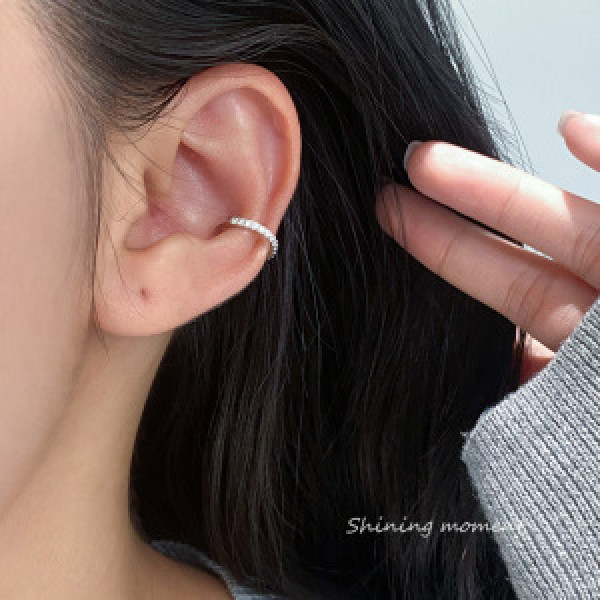 A46398 s925 sterling silver simple rhinestone clipon ear clip