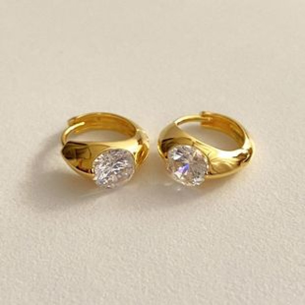A43204 sterling silver cubic zirconia simple elegant earrings