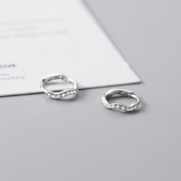 A44682 s925 sterling silver trendy sweet dainty rhinestone weave stud earrings
