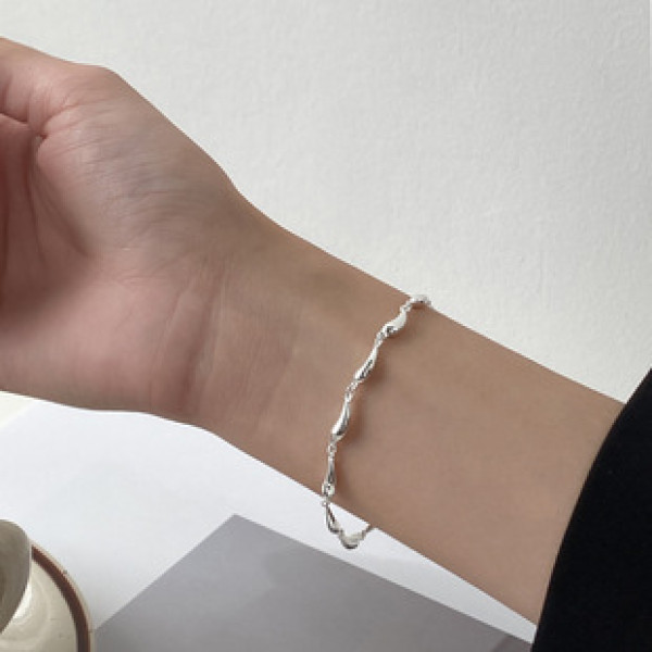 A38398 s925 sterling silver design teardrop charm elegant dainty bracelet