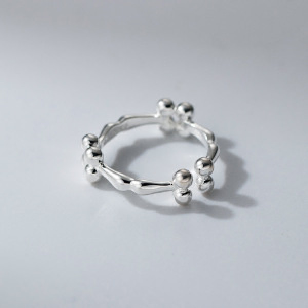 A46283 s925 sterling silver simple square ball ring