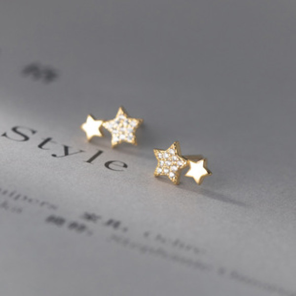 A37290 s925 sterling silver rhinestone stars stud design earrings