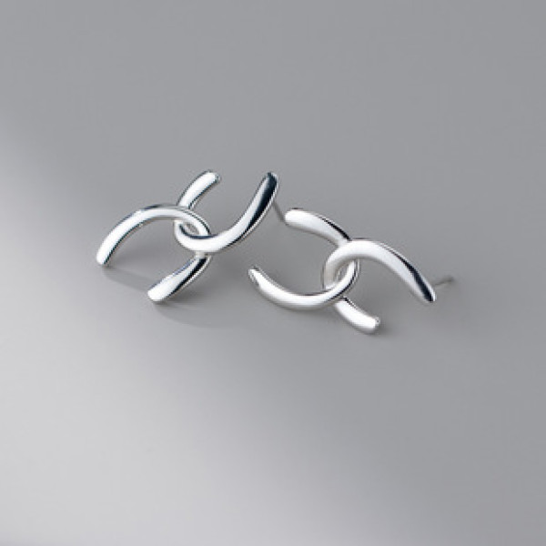 A42119 s925 sterling silver simple stud geometric bar earrings